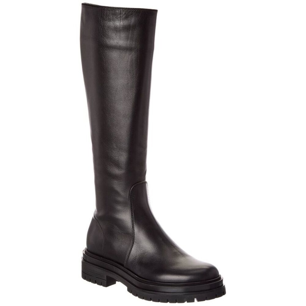 Gianvito Rossi Rogue 20 Leather Knee-High Boot, Black